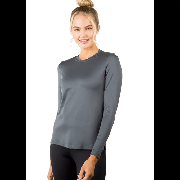 A’nue Miami Perfect Crew Long Sleeve Shirt Tee Top Soft Fabric French Blue Small - Picture 10 of 10